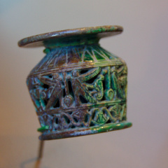 Kohl Pot with Openwork Design Featuring Falcons