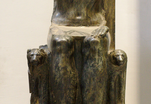 Statue of a King on a Throne with Lion Arms