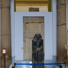 Statue of Khafre In Front of a False Door