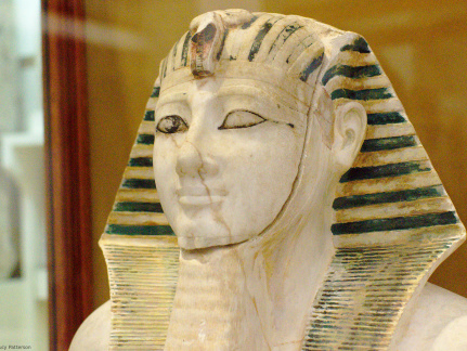 Face of a Statue of Thutmose III with a Modern Cast of the Body