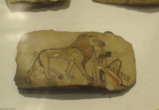 Ostracon with Depiction of Lion Biting a Man's Head