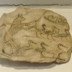 Ostracon of a Cat Herding Geese