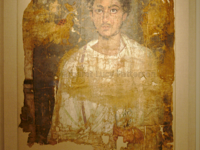 Fragmentary Shroud Painted with a Bearded Young Man