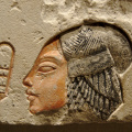 Detail of Relief Showing Akhenaten and His Daughter Offering to the Aten