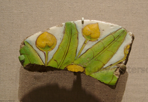 Tile Fragment with Mandragora Leaves & Flowers