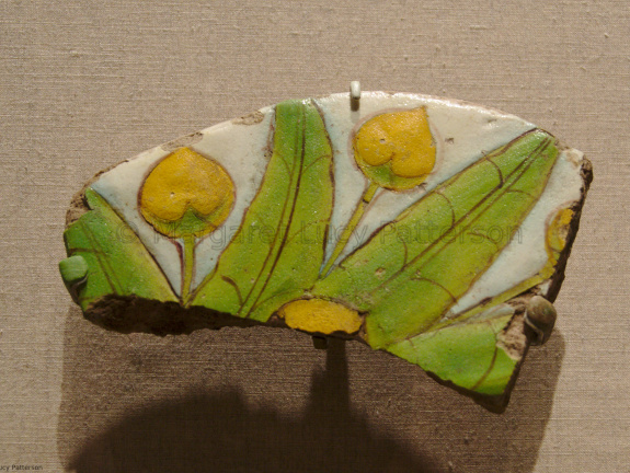 Tile Fragment with Mandragora Leaves & Flowers
