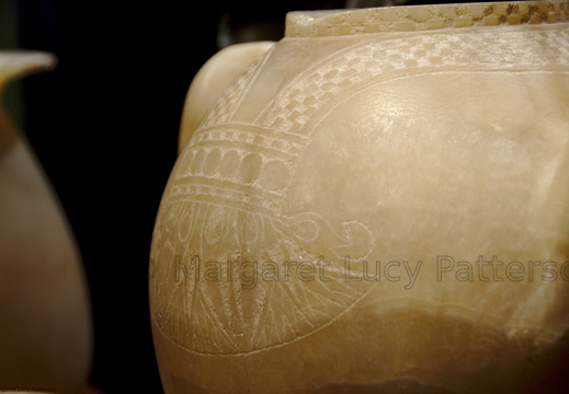 Alabaster Jar with Floral Collar in Relief