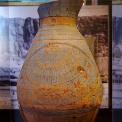 Grain Storage Jar with Blue-Paint Design