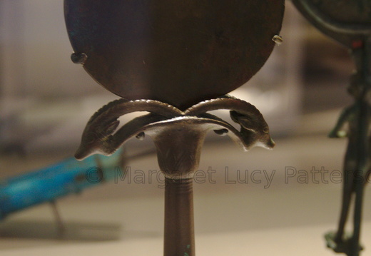 Mirror with Papyrus Handle and Two Ibex Heads