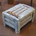 Decorated Wood & Ivory Box with a Sliding Lid