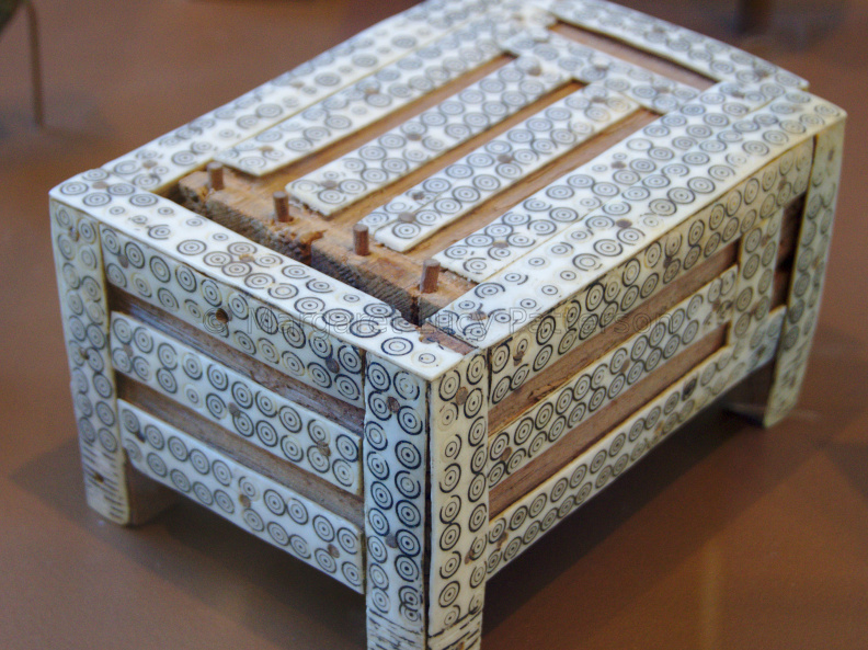 Decorated Wood & Ivory Box with a Sliding Lid