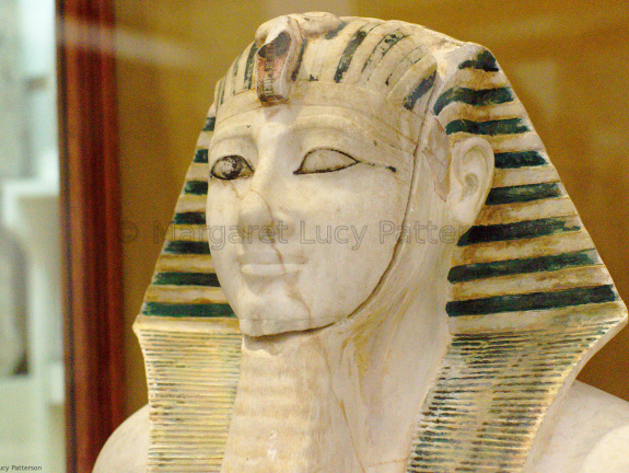 Face of a Statue of Thutmose III with a Modern Cast of the Body