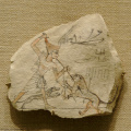 Ostracon Depicting a Pharaoh Slaying an Lion