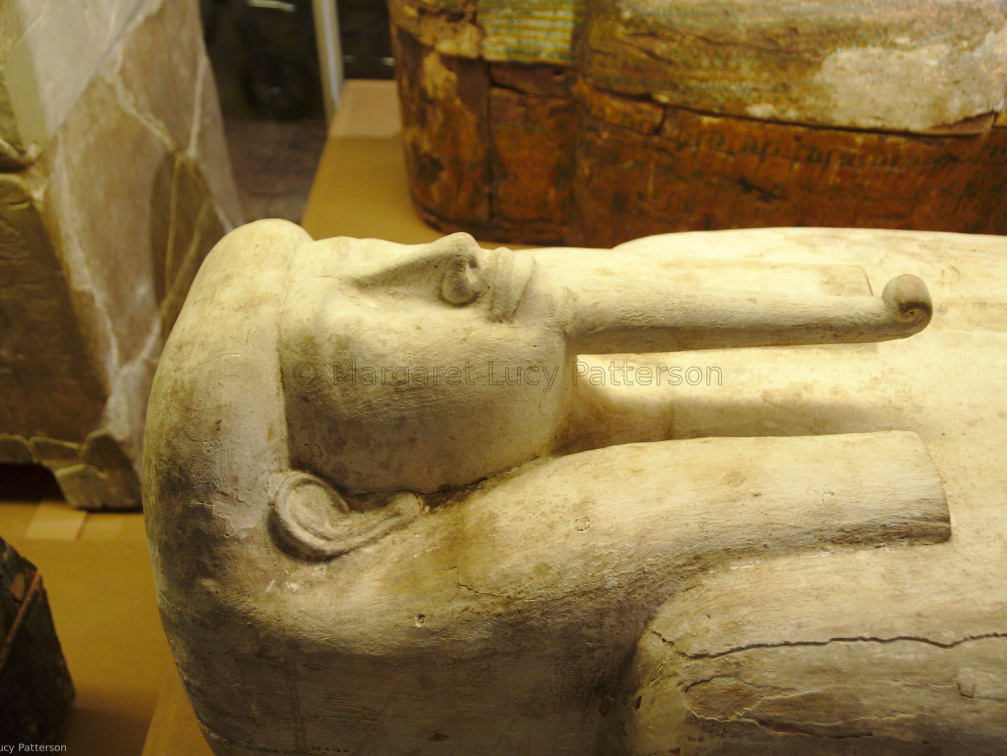 White Painted Wooden Anthropoid Coffin