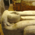 White Painted Wooden Anthropoid Coffin