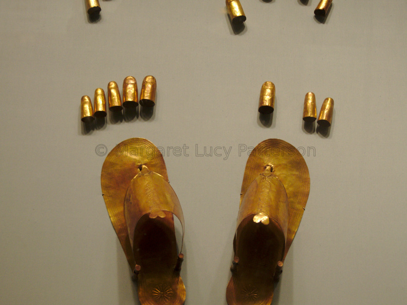 Gold Sandals, Toe and Finger Stalls Belonging to a minor wife of Thutmose III