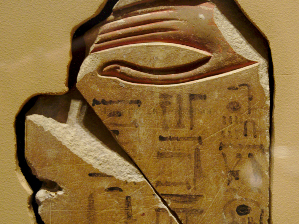 Relief Fragment from the 11th Dynasty Tomb of Khety, Royal Treasurer, with 19th Dynasty Graffiti